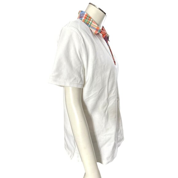 Lauren Ralph Lauren Size Medium White Polo Plaid Collar Preppy City Classic Styl - Picture 5 of 10